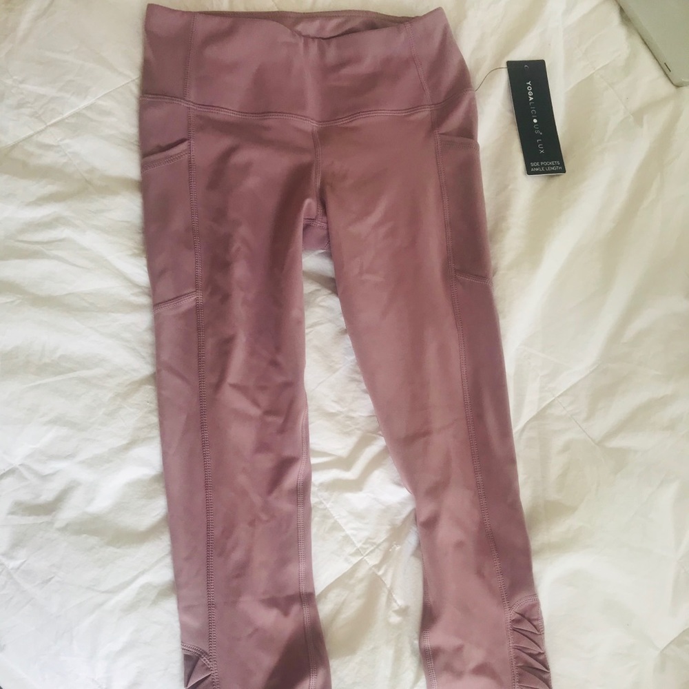NEW Yogalicious Lux Mauve Pink Athletic Leggings